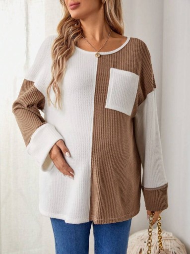 SHEIN Свитер для беременных двухцветный на бретелях 38