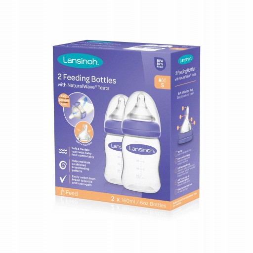 Lansinoh бутылочка 2х160мл с соской 0м+ набор