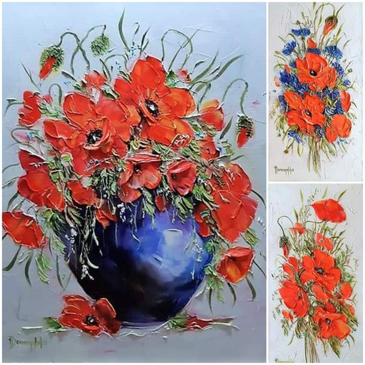 ИОАННА ДОМАГАЛЬСКАЯ КАРТИНА УГЛОВЫЕ ЦВЕТЫ 25X30