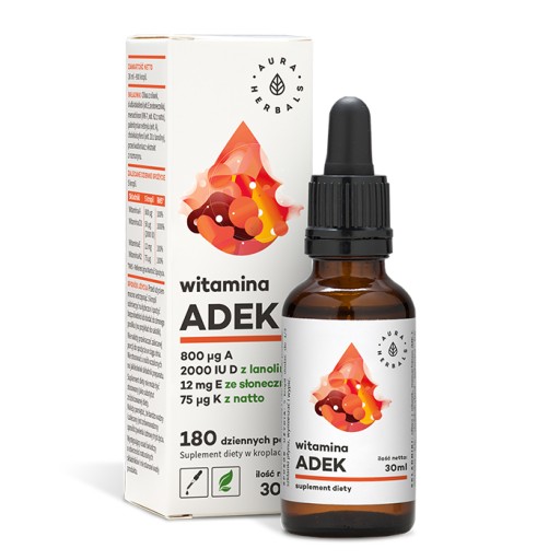 Aura Herbals ADEK Witamina A D3 E K2 MK7 na 180DNI