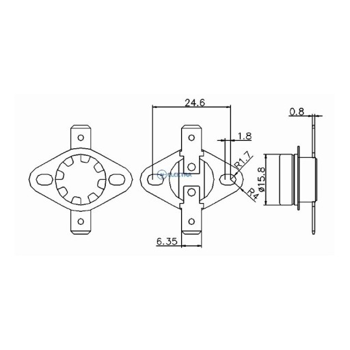 Termostat bimetaliczny KSD301 10A/250V 80C NC