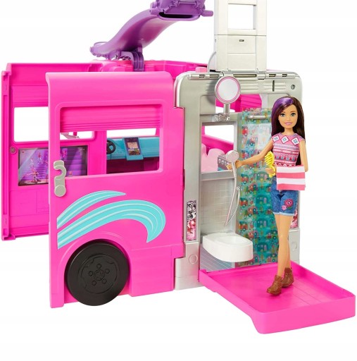 РОЗОВАЯ КАМЕРА BARBIE DREAM ДЛЯ КУКЛ БОЛЬШАЯ АВТОМОБИЛЬНАЯ ГОРКА 60+ ЭЛЕМЕНТОВ