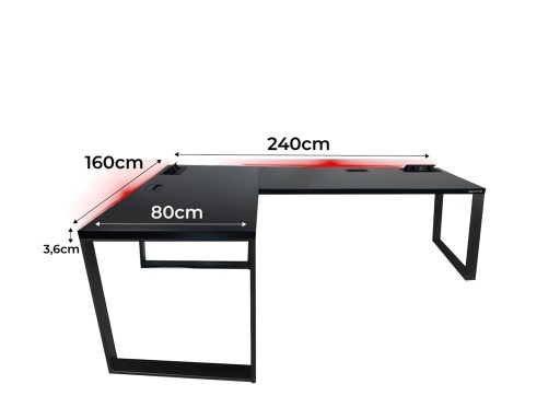 LOFT УГЛОВОЙ ИГРОВОЙ СТОЛ КОМПЬЮТЕР 240x160 РОЗЕТКИ ПРОИЗВОДИТЕЛЬ