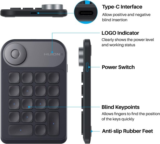 Удаленная клавиатура Huion K20 Keydial Mini PL