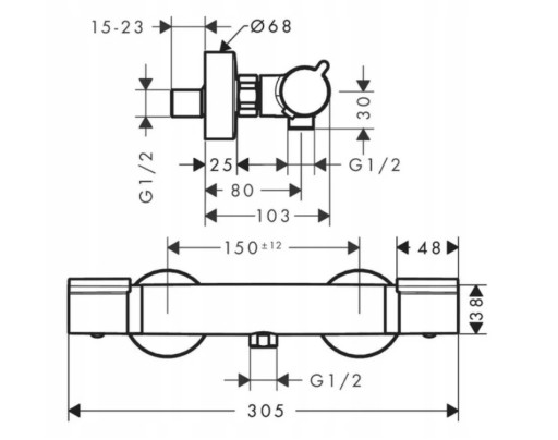 Смеситель для душа Hansgrohe Versostat2 15368000