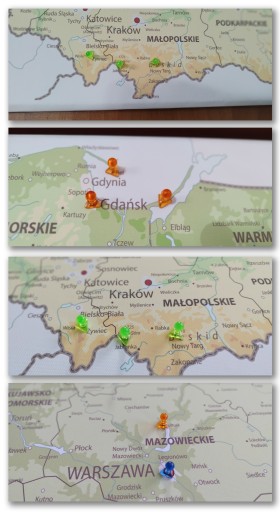 Пробковая карта Польши - 90x90см - много узоров