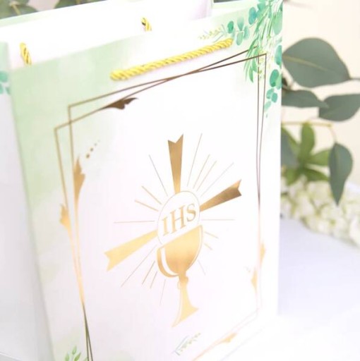 ПОДАРОЧНЫЙ СУМОК ЗОЛОТАЯ ЧАШКА IHS COMMUNION 15X20X10 СМ