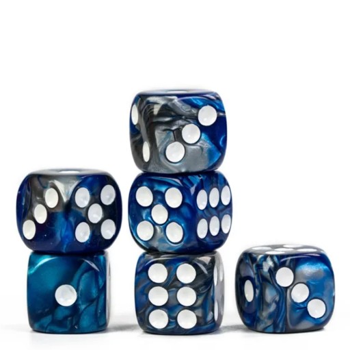 Kość 1szt D6 K6 Niebieska Biała Nadruk Dice Classic RPG D&D MTG Planszowe