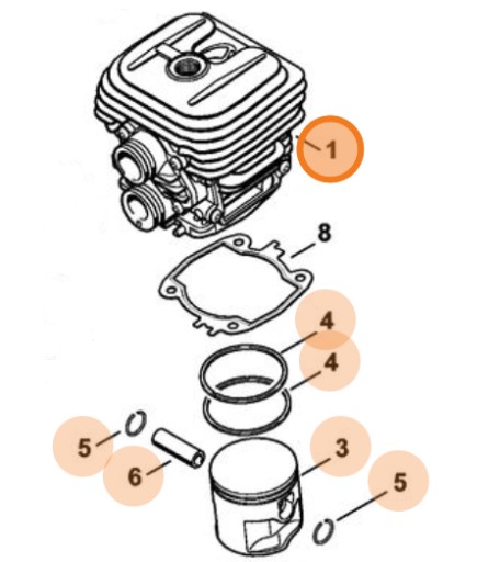 STIHL TS 420 Cylinder z tłokiem 42380201209