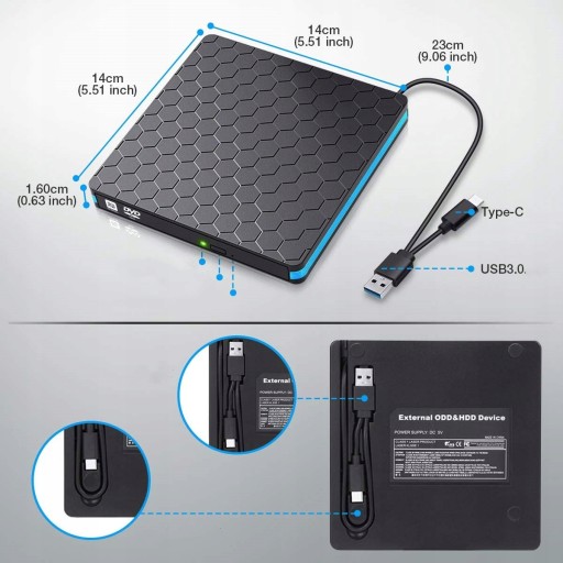 ВНЕШНИЙ CD/DVD-ПЛЕЕР USB 3.0 и тип