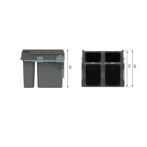 SEGREGO 80 H-320 L-48 szuflada na odpady 4x15L