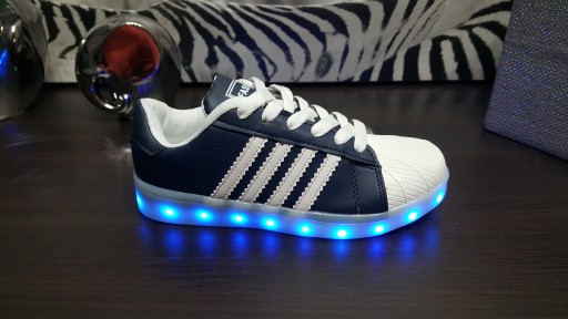 Спортивные кроссовки со светодиодной подсветкой GLOWING NAVY/WHITE USB 38