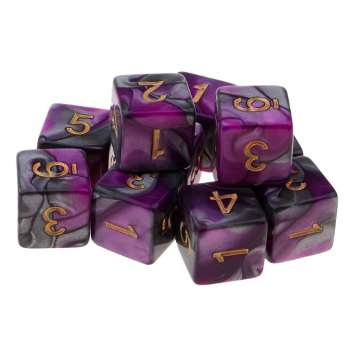 10PCS EDUCATIONAL GEOMETRIC D6 POLYHEDRAL NEW TEACHING Purple+Gray