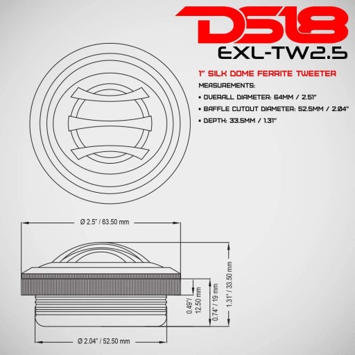 DS18 EXL-TW2.5 Шелковые твитеры 100 Вт