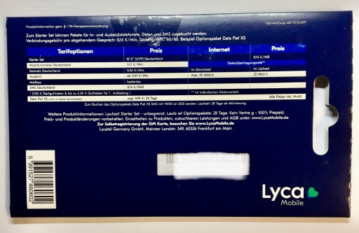 Карта Lycamobile DE SIM Internet International Plus XXL 150 ГБ