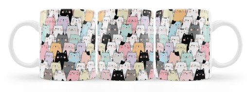 Набор кружек с котиками. 4 чашки с кошками. Кошачья кружка.
