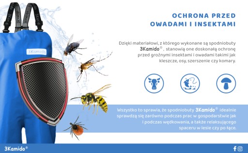 SPODNIOBUTY Wodery damskie zielone 3Kamido, spodnie z kaloszami r. 36