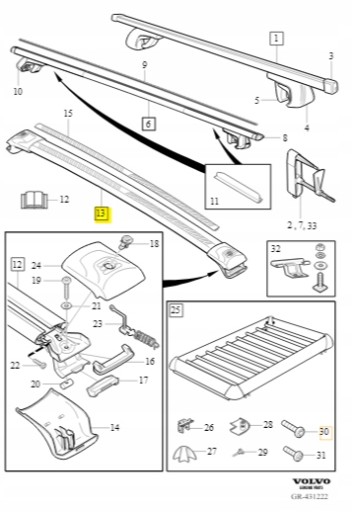 Рейлинги на крыше Volvo XC70 V70 31454714