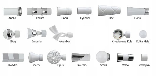 KARNISZ pojedynczy 19mm / 140 cm LUXURY CICHE KÓŁKA wzory 6 KOLORÓW wybór