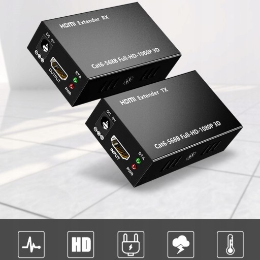 Удлинитель HDMI 60 м RJ45 к усилителю сигнала передачи сети HDMI