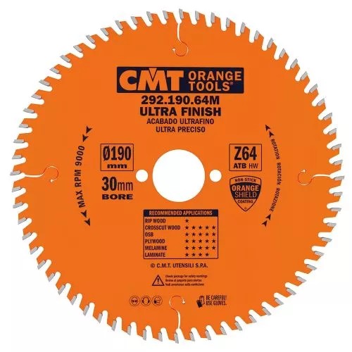 CMT PIŁA HM do cięcia poprzecznego LAMINATU DREWNA 292.190.64M 190mm Z-64