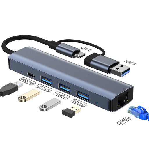 Ethernet-адаптер USB C — RJ45 Компактный адаптер USB — концентратор