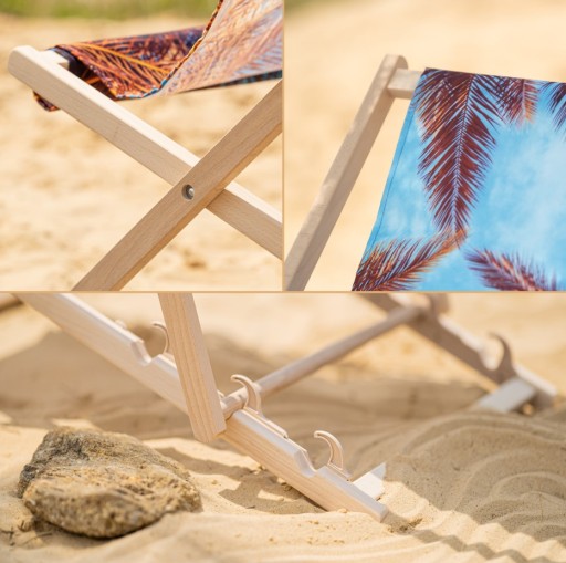 Leżak DRAWNIANY OGRODOWY Jasny IN CRUST WE TRUST na PLAŻĘ TARAS BALKON