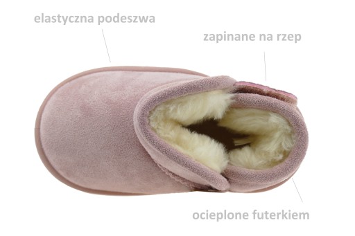 DZIEWCZĘCE BUTY ZIMOWE DZIECIĘCE OCIEPLANE EMU NA RZEPY BAREFOOT 25
