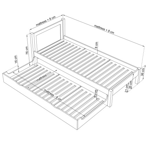 Łóżko pojedyncze z szufladą na materac N02 100x200