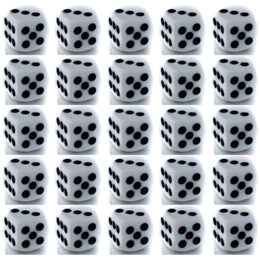 НАБОР ИЗ 25 КОСТИКОВ D6 RPG БЕЛЫХ 1,1 СМ