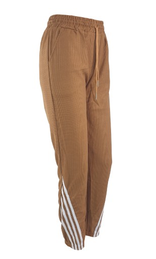 Spodnie Dresowe Damskie Joggery Modne Z Ściągaczami Luźne L/Xl Brąz 40