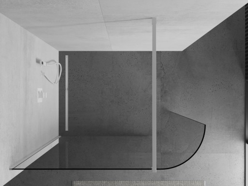 MEXEN KIOTO ŚCIANKA PRYSZNICOWA ZAOKRĄGLONA BIAŁA 150 x 200 CM szkło 8 mm