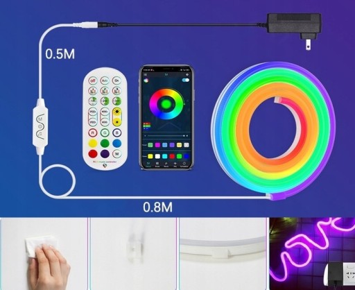 НЕОНОВАЯ СВЕТОДИОДНАЯ ЛЕНТА 5M 5050 RGB ПРИЛОЖЕНИЕ BLUETOOTH ДИСТАНЦИОННАЯ ЛЕНТА ЦВЕТНАЯ ЛЕНТА