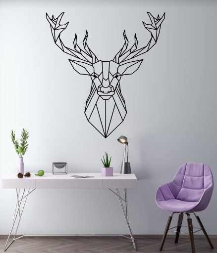 Dekoracja ścienna czarny JELEŃ GEOMETRYCZNY A012 90x84cm obraz