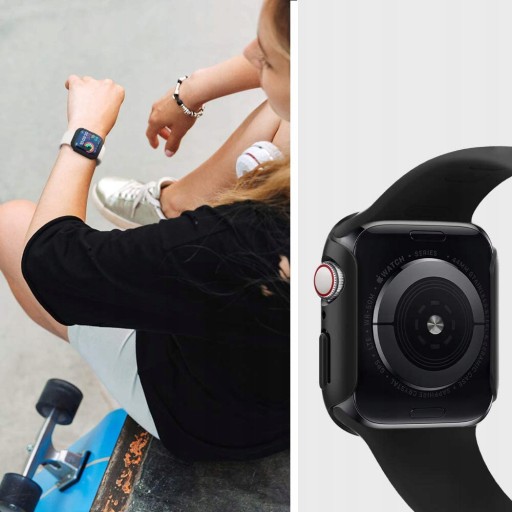 Чехол для Apple Watch 4/5/6/SE (44 мм) черного цвета — SPIGEN Thin Fit
