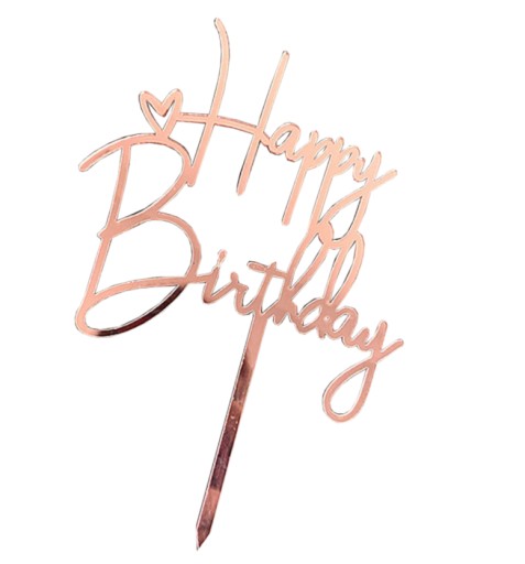 OZDOBA URODZINY TOPPER TORT HAPPY BIRTHDAY RÓŻOWY