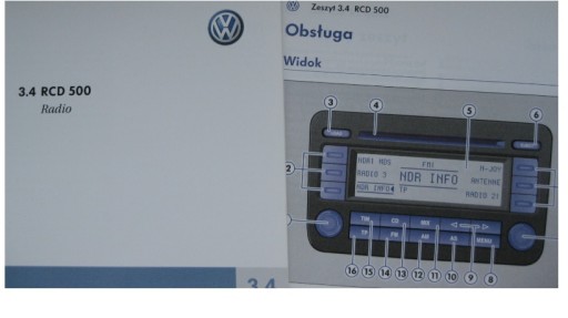 Руководство по магнитоле VW RCD 500 VW Passat B6 Golf V PL