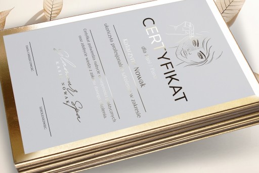 CERTYFIKAT SZKOLENIOWY ZŁOTY DYPLOM CERTYFIKATY BEAUTY A4 PAKIET 6 szt