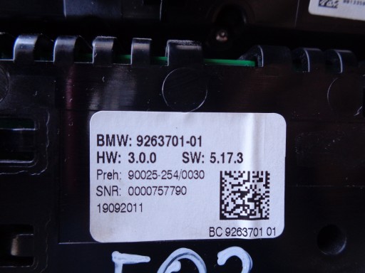ПАНЕЛЬ РАДИО КОНДИЦИОНЕРА 9263701 BMW 7 F01 F02