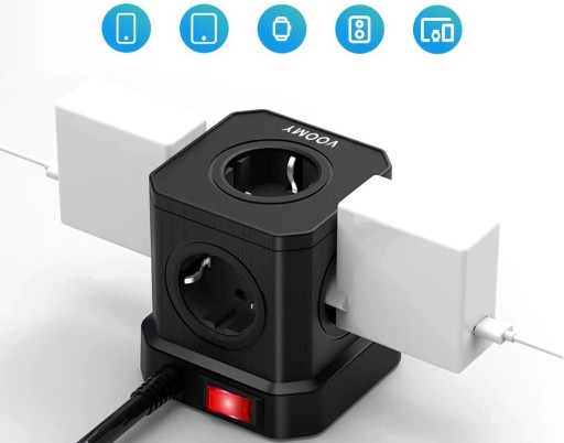 БЛОК ИСТОЧНИКА ПИТАНИЯ, ЗАЩИТНАЯ НАСТРОЙКА 9 в 1, 5 РАЗЪЕМОВ + 4 ПОРТА USB