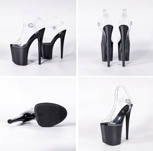 Czółenka Damskie Sexy Szpilki Na Platformie Czarne 20 cm Buty Sandały r.41
