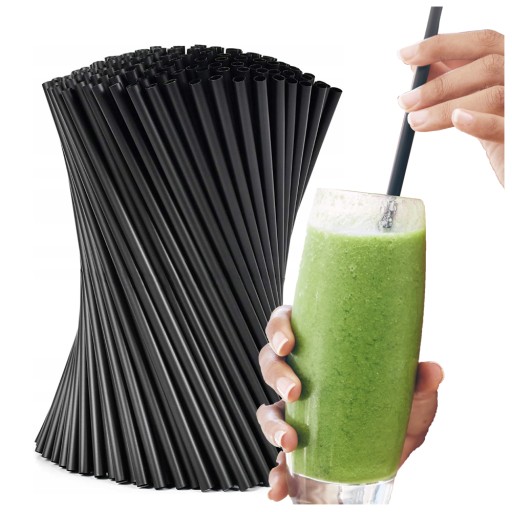 Чёрные пластиковые трубочки Shake для питья, 500 шт.