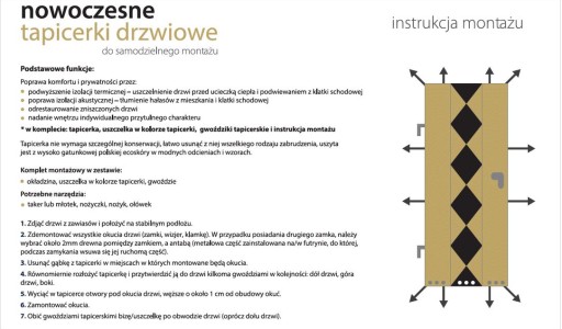 TAPICERKA DRZWIOWA OBICIE 80/90cm ROMBY - POPIEL