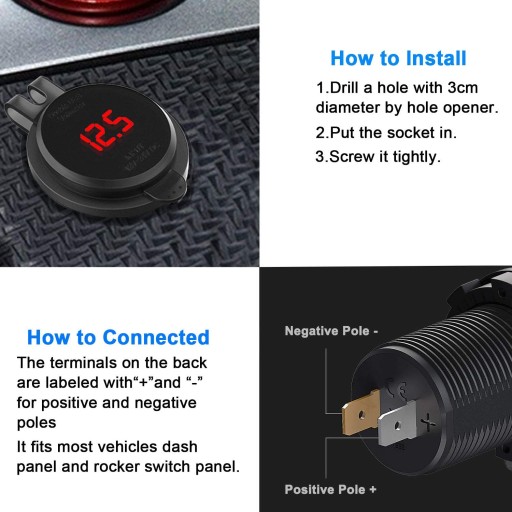 Автомобильная розетка QC 3.0 USB 12 В с
