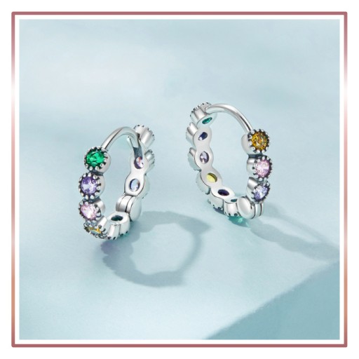 Серебряные серьги COLORFUL CRYSTAL HOOPS S925