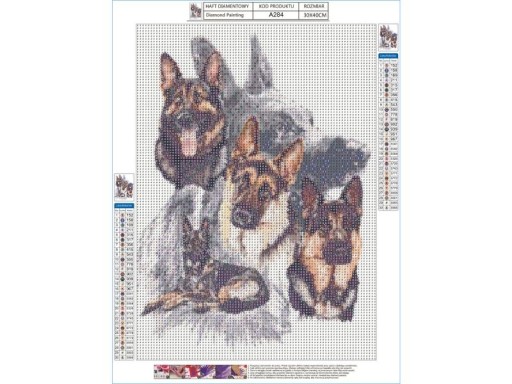 NA PREZENT HAFT DIAMENTOWY OBRAZ MOZAIKA PSY PIES OWCZAREK NIEMIECKI 30x40c