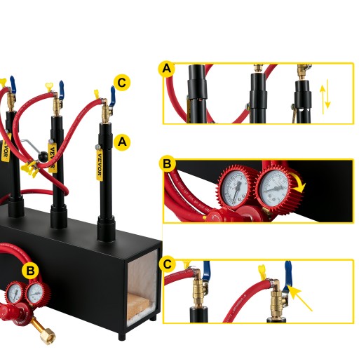 Газовая ковочная печь VEVOR 15L, 1 дверца, 3 горелки
