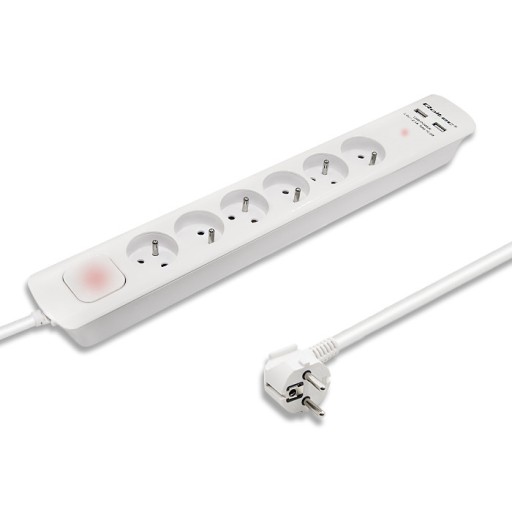 Противопомпажная полоса | 6 розеток | 2xUSB | 1|