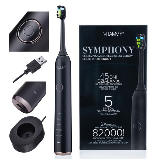 ЭЛЕКТРИЧЕСКАЯ ЗУБНАЯ ЩЕТКА SONIC VITAMMY SYMPHONY BLACK 82000R/M