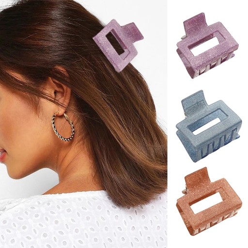 5.5cm Gold Glitter Square Hair Claws Women Crab Hair Clips Transparent